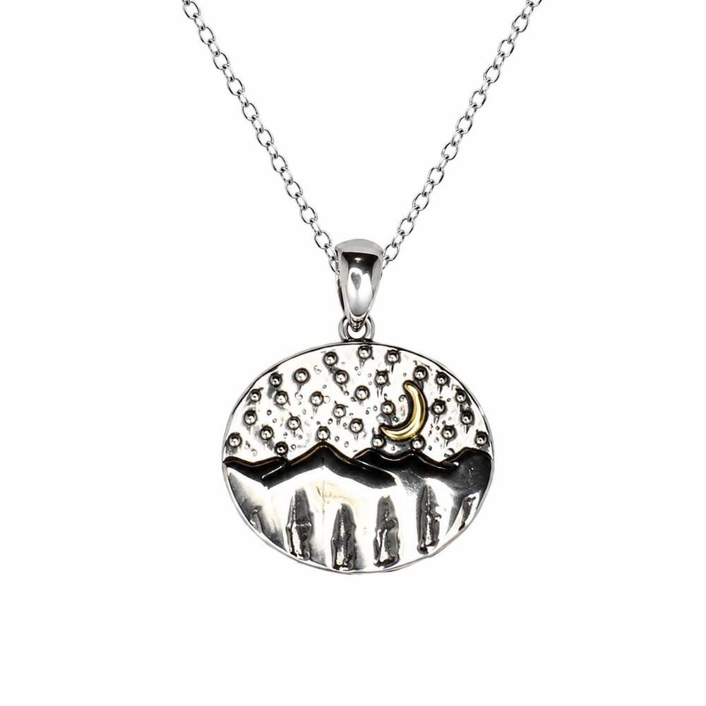 NEW GABI SALAZAR DESIGNS women's rocky mountain crescent moon necklace in silver